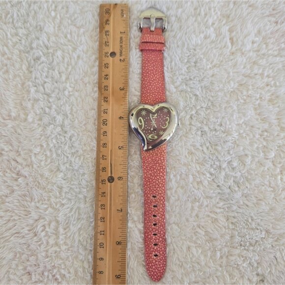 eos Stainless Steel Heart-Shaped Watch w Pink Stringray Strap - Picture 5 of 5